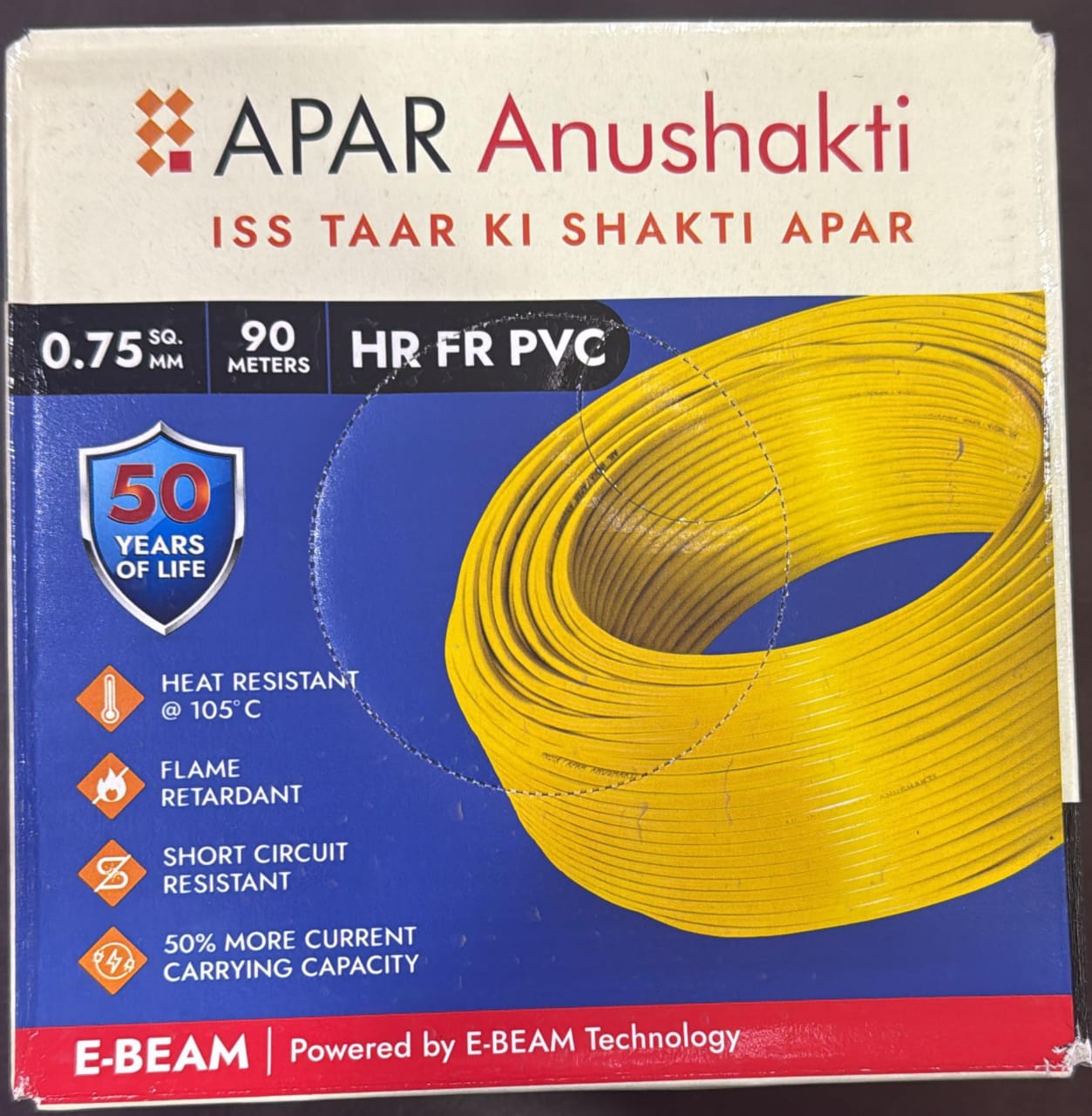 APAR Anushakti EBXL HR FR PVC Wire 90m [0.75 sq. mm, Red]